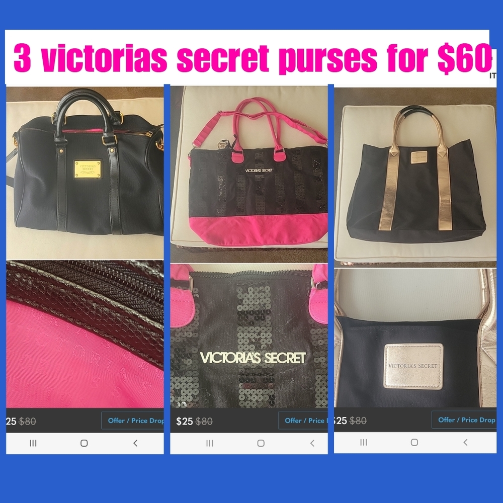 3 victorias secret purses